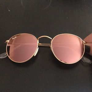 Ray ban, round, pink mirrored glasses